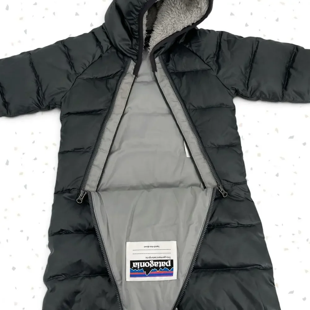 Patagonia Hi-Loft Carbon Grey Puffer Snowsuit Down Hiloft Baby Bunting 3-6 Month
