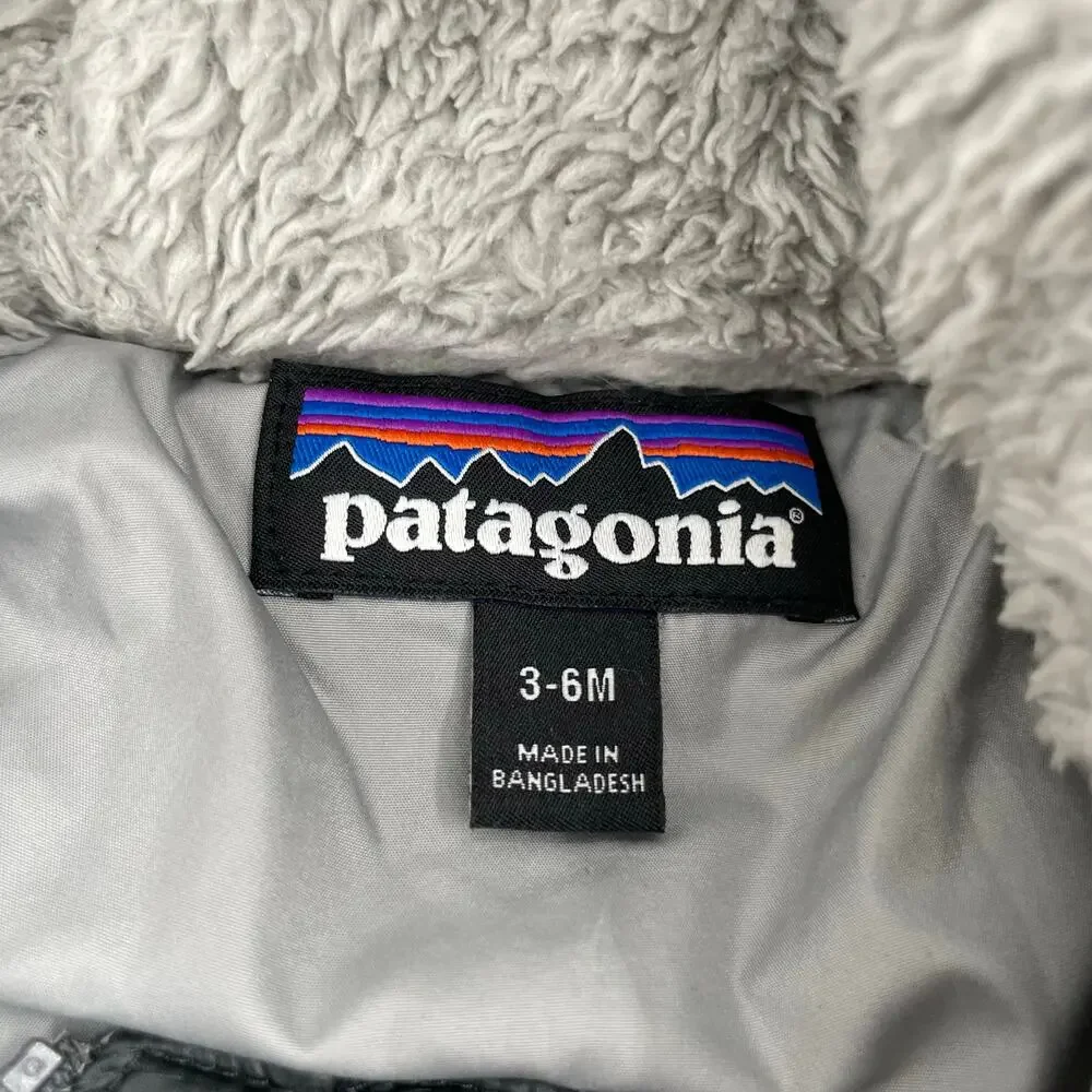 Patagonia Hi-Loft Carbon Grey Puffer Snowsuit Down Hiloft Baby Bunting 3-6 Month