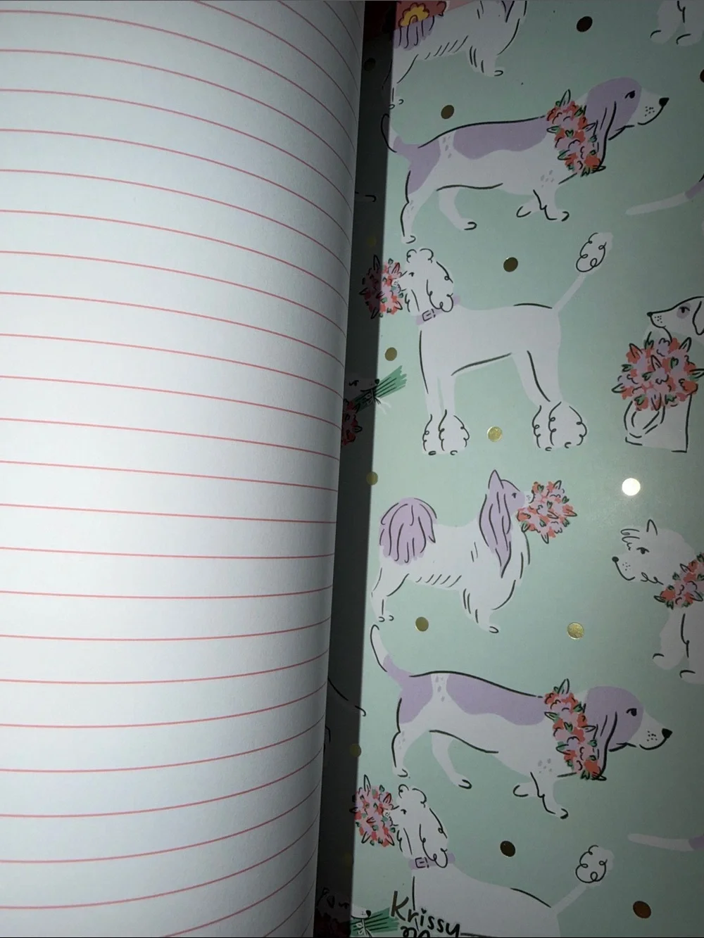 Dog Notebook Set-Various lined paper, matching Bow Pen, 2 Folders, Comp Book