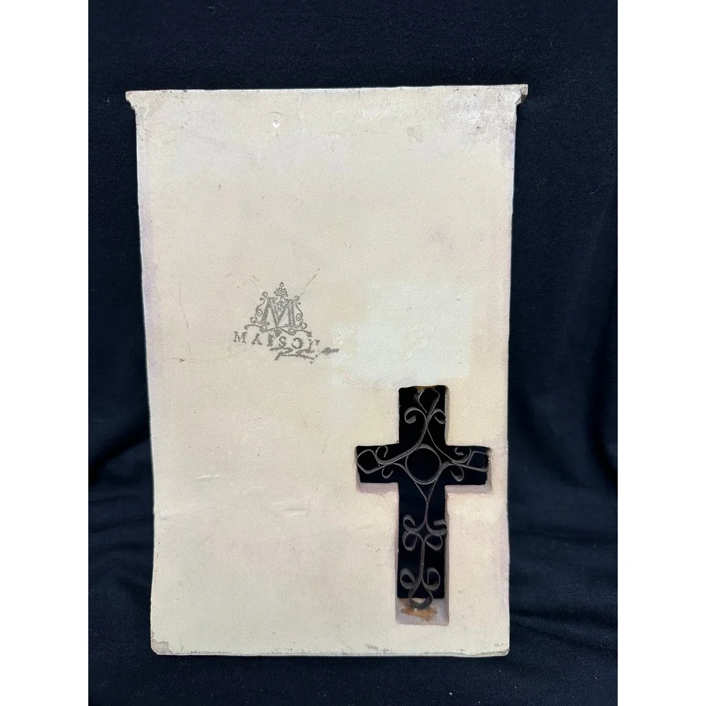 Religious Standing Plaque Tan Romans 8:38-39 Scripture‎ Cross Filigree Table Top