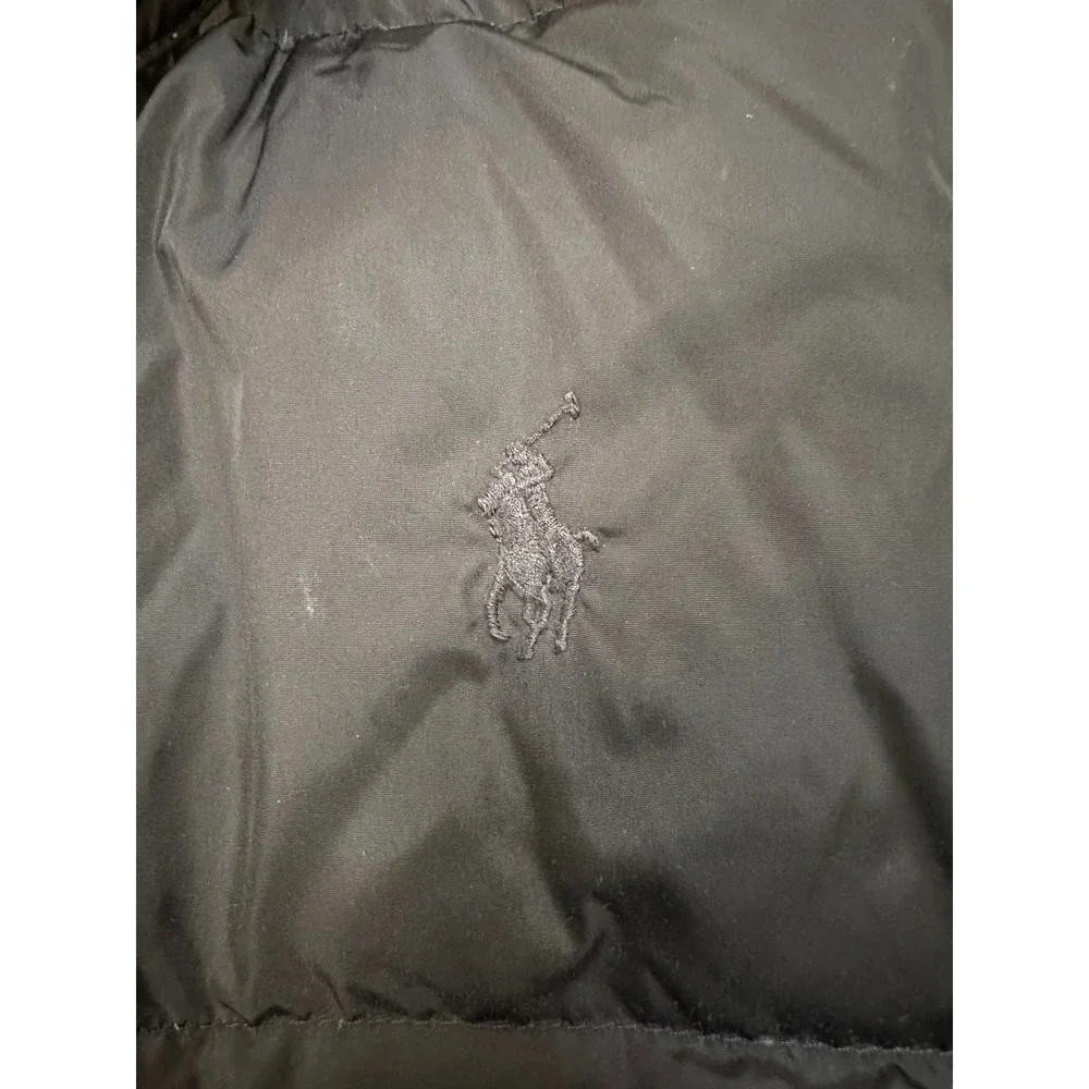 Polo Ralph Lauren Mens Black Down Puffer‎ Jacket Detachable Hood Size L