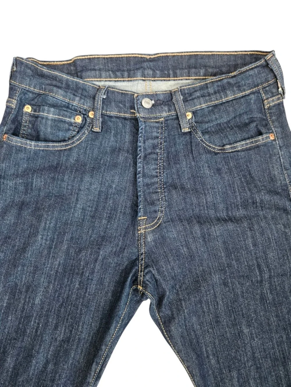 Levis 501 Button Fly Mens‎ Dark Wash Blue Jeans 32X27