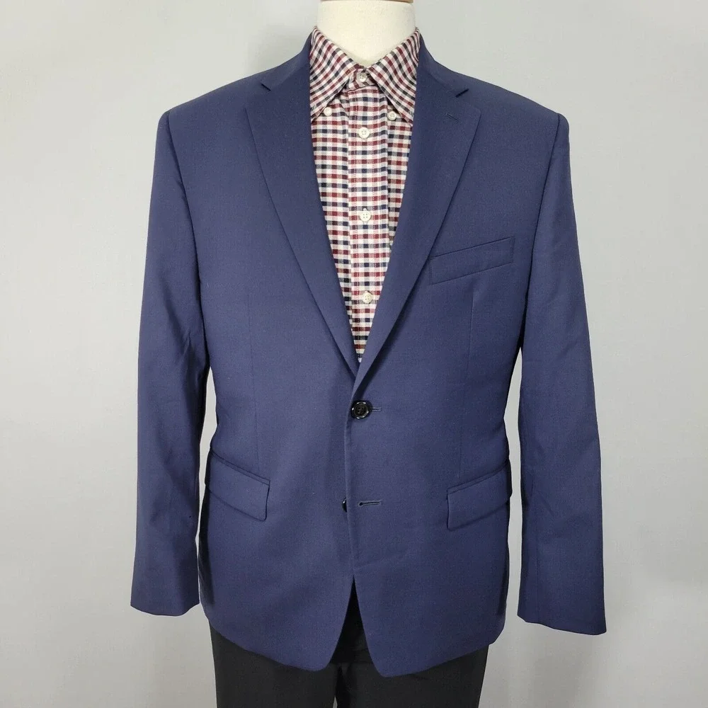Lauren Ralph Lauren Men's Sport Coat Blazer Navy Blue Stretch Wool‎ Size 40S