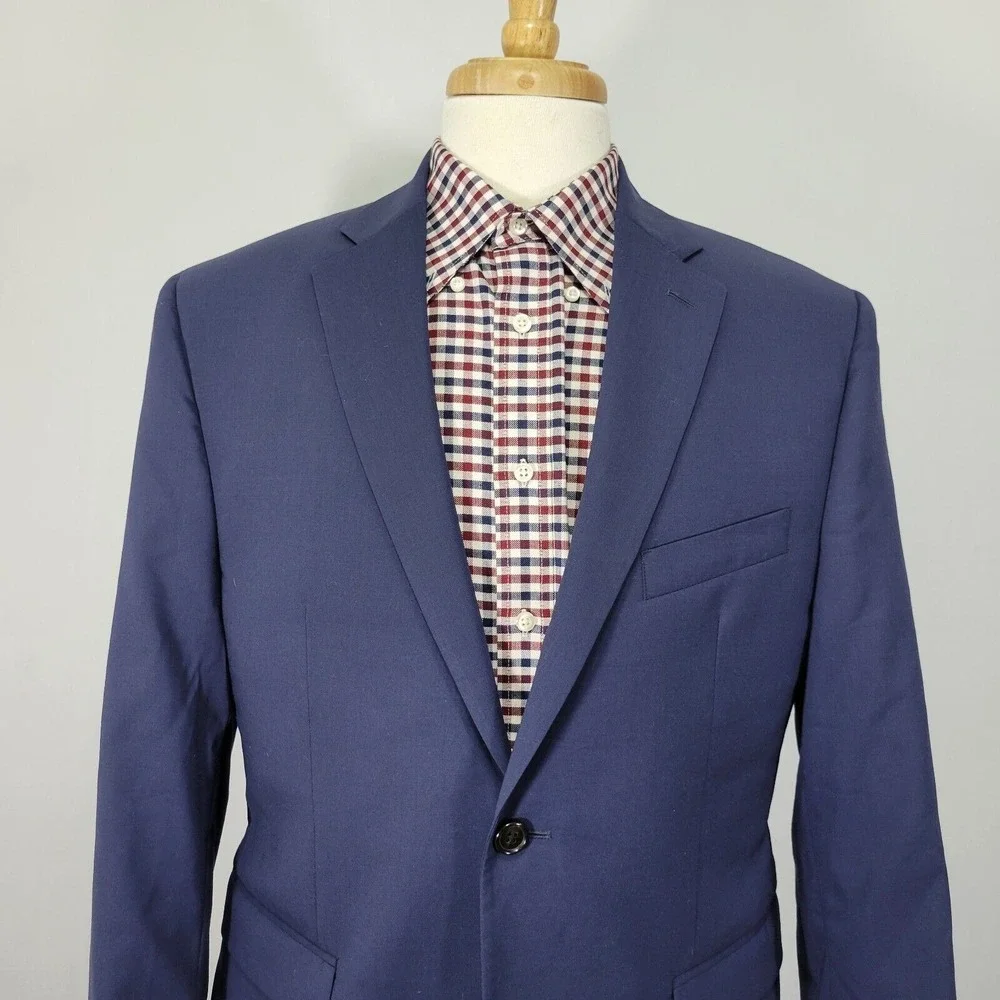 Lauren Ralph Lauren Men's Sport Coat Blazer Navy Blue Stretch Wool‎ Size 40S