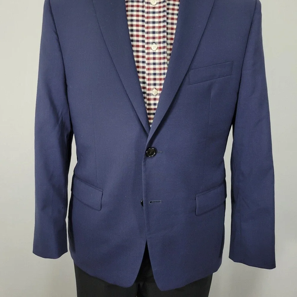 Lauren Ralph Lauren Men's Sport Coat Blazer Navy Blue Stretch Wool‎ Size 40S