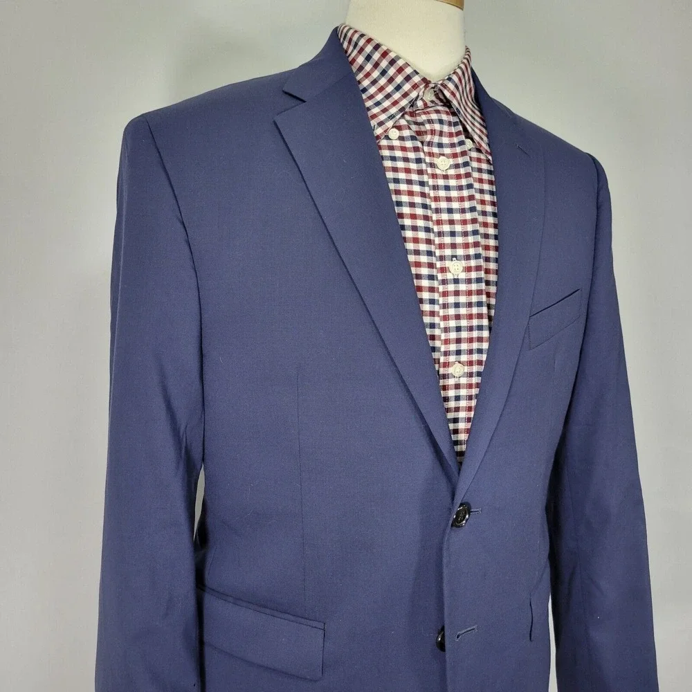 Lauren Ralph Lauren Men's Sport Coat Blazer Navy Blue Stretch Wool‎ Size 40S