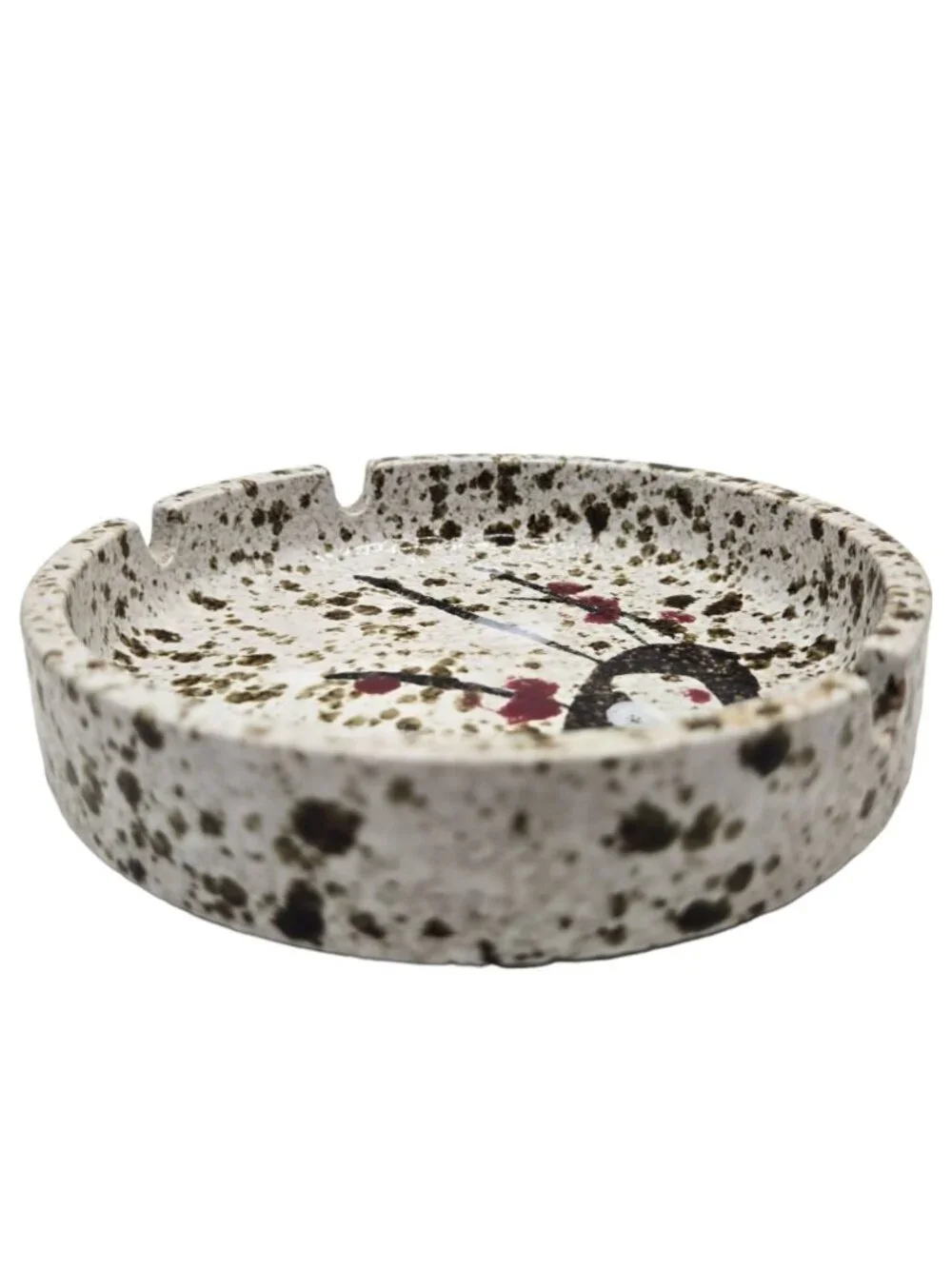 Vintage MCM Ceramic Ashtray Abstract Splatter Design Japan Mid Century Modern