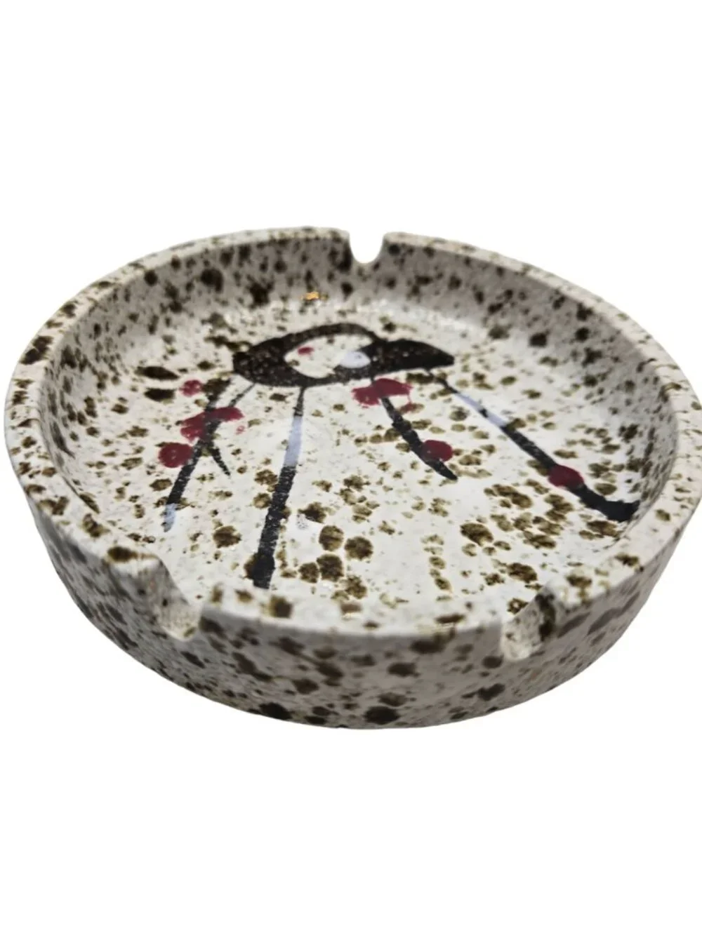 Vintage MCM Ceramic Ashtray Abstract Splatter Design Japan Mid Century Modern