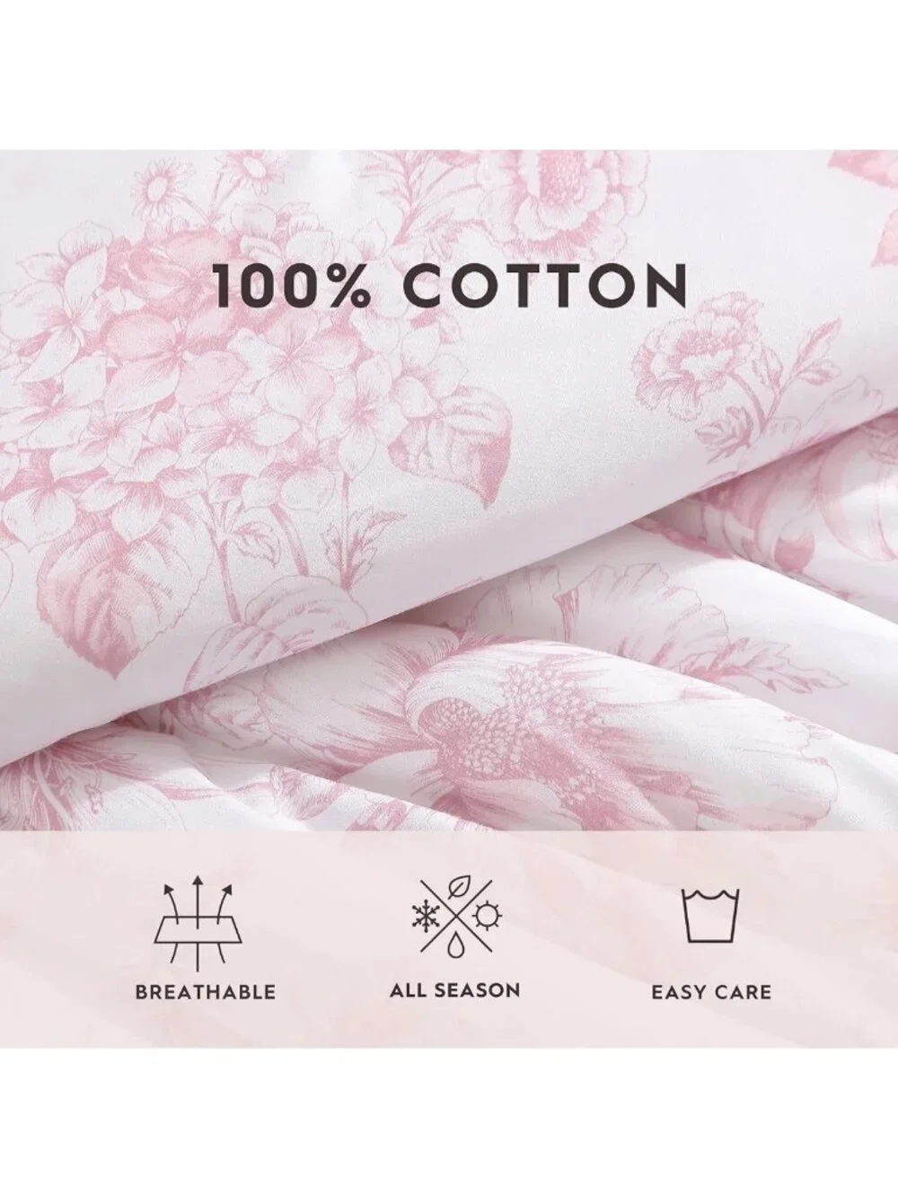 Reversible Twin Comforter Set with Shams, Soft Cotton Bedding, Cozy Home Decor