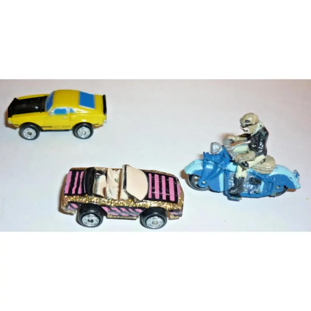 Lot 3 Micro Machines Harley Davidson Rider 2-Tone Blue Sparkle Rarissima Mustang