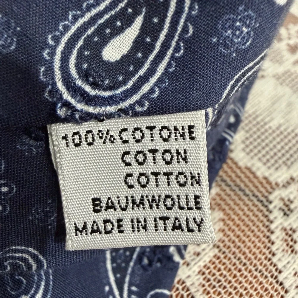NWT Dolcepunta Necktie Mens OS‎ Navy Blue Excellent Paisley Eyelet Cotton Italy