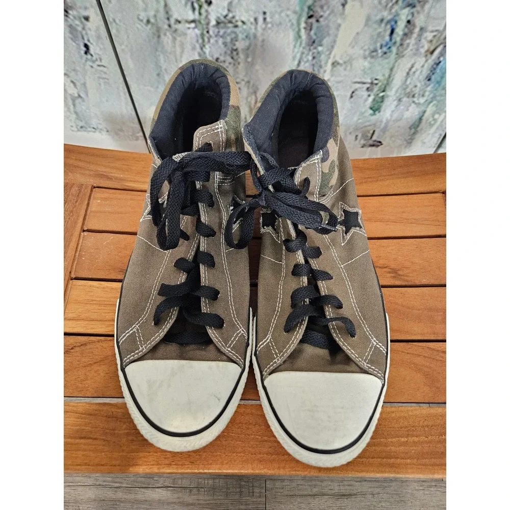 Converse‎ One Star 12 Mid Top Sneakers Brown Camo Canvas Skate Shoes Mens Casual
