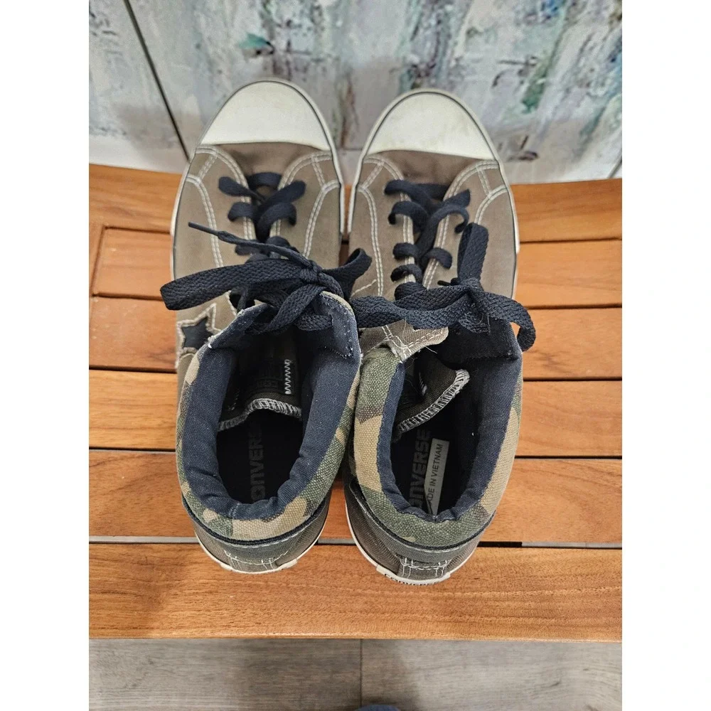 Converse‎ One Star 12 Mid Top Sneakers Brown Camo Canvas Skate Shoes Mens Casual