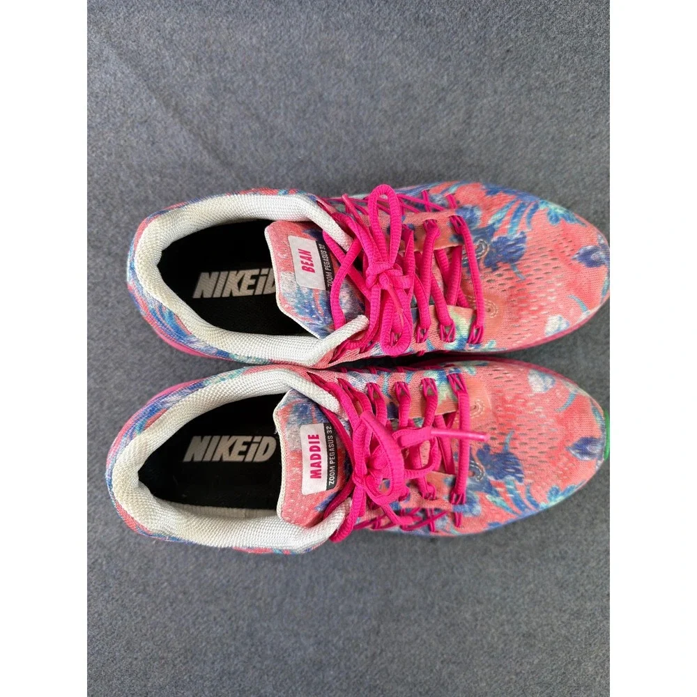 Nike Air Zoom Pegasus‎ 32 iD Running Shoes Womens 8.5 Pink Floral 818022-992