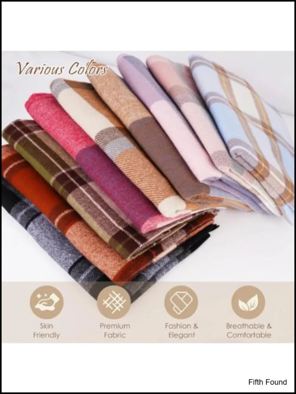 Plaid Winter Scarf Shawl Tassel Wrap 100% Polyester One Size