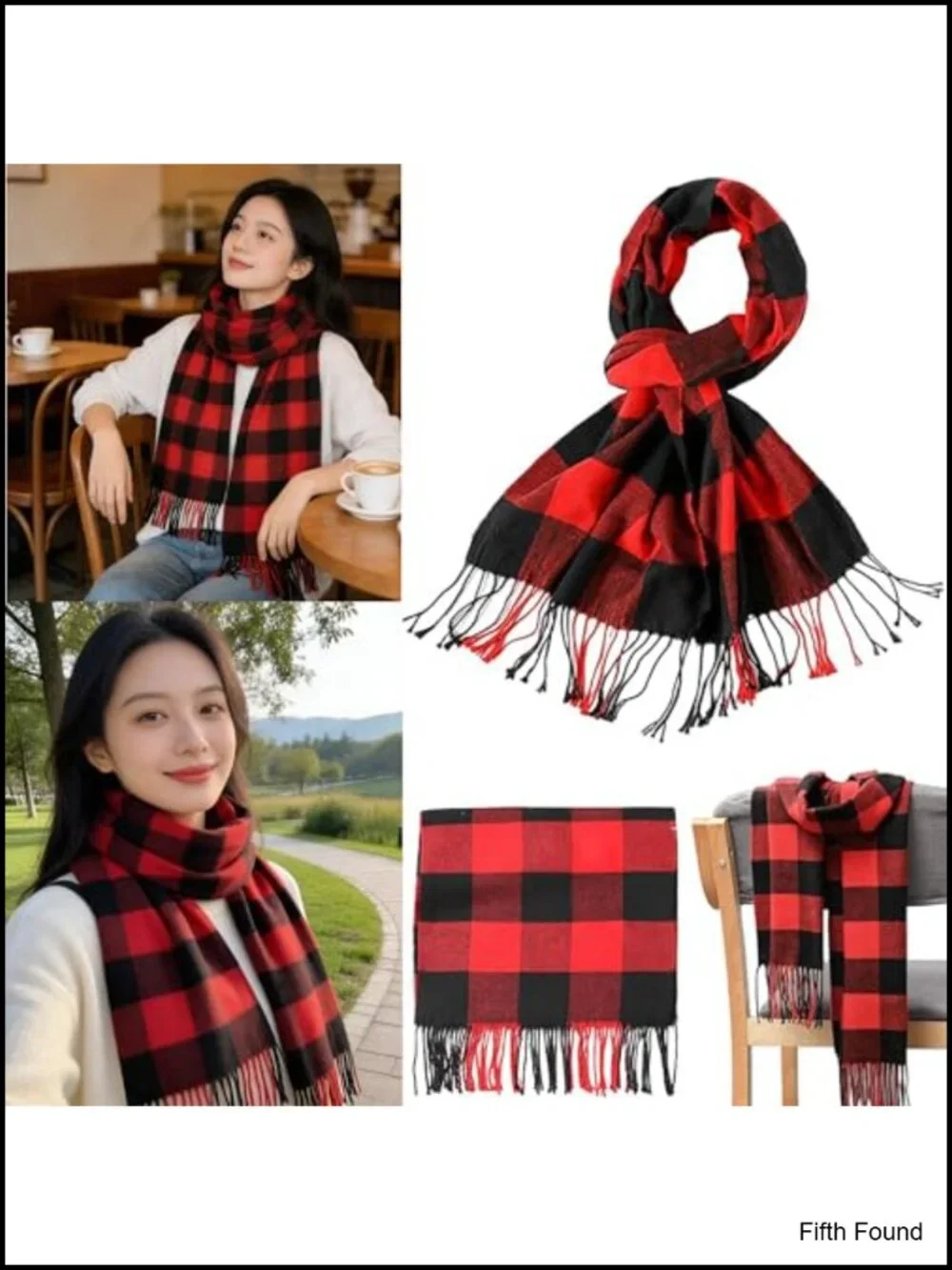 Unisex Tartan Plaid Soft Acrylic Blend Winter Scarf Long Fringe Wrap