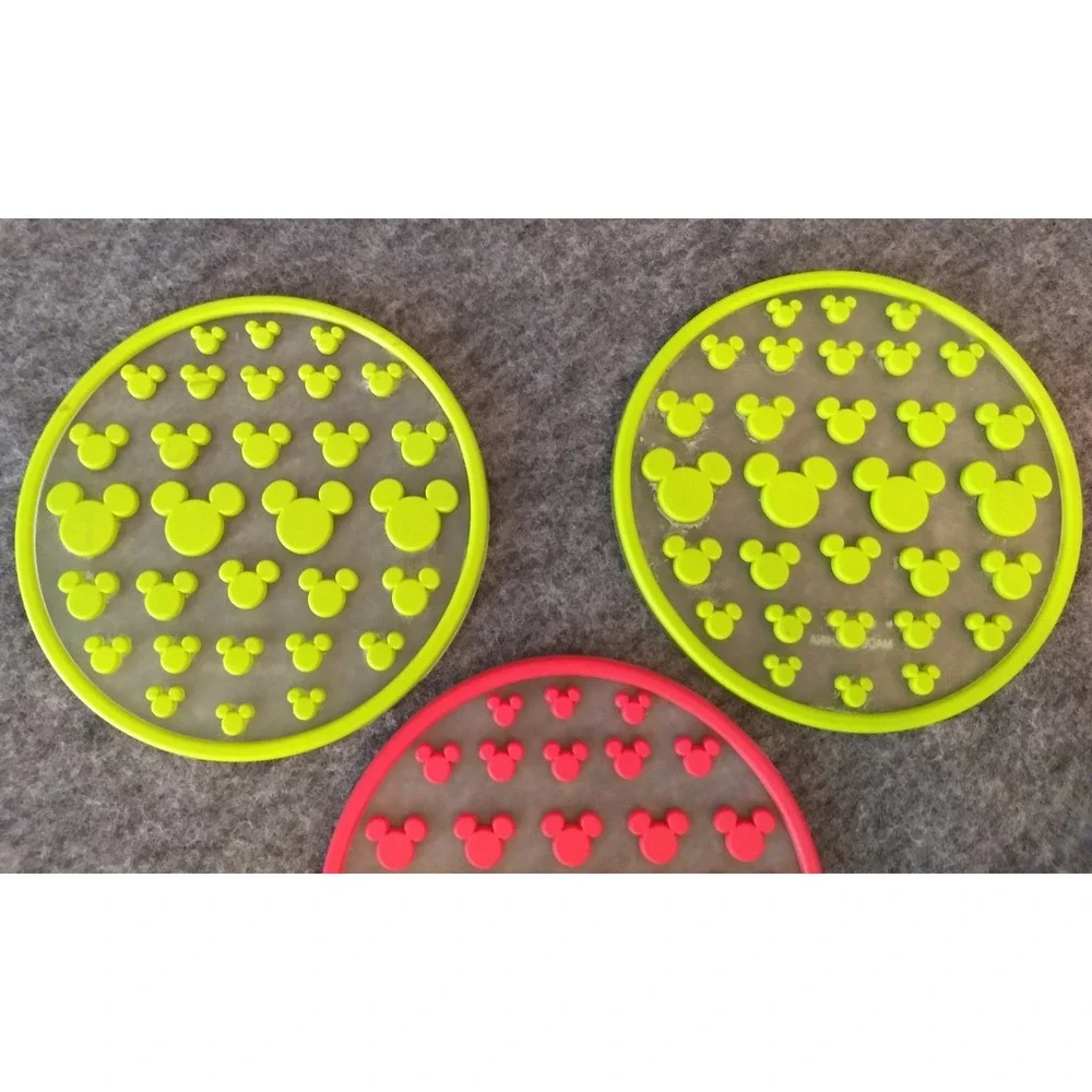 DISNEY Mickey Mouse Silicone Coasters‎ Lot of 5 Mickey Ears 3 Colors Stackable
