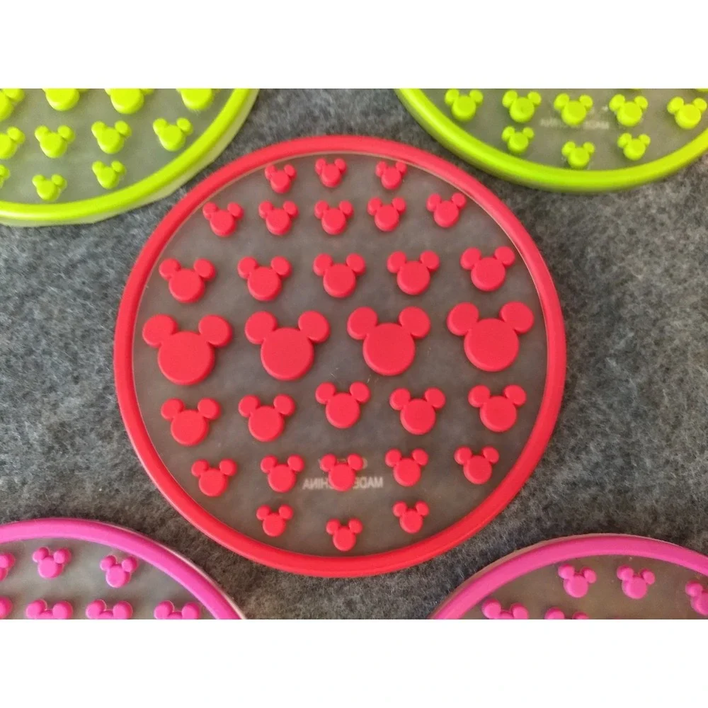 DISNEY Mickey Mouse Silicone Coasters‎ Lot of 5 Mickey Ears 3 Colors Stackable