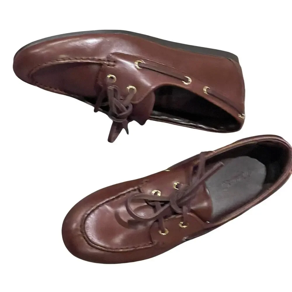Madewell Women's The Jamie Boat Shoes Comfort Leather Cherry Wood Size 7 NWOB