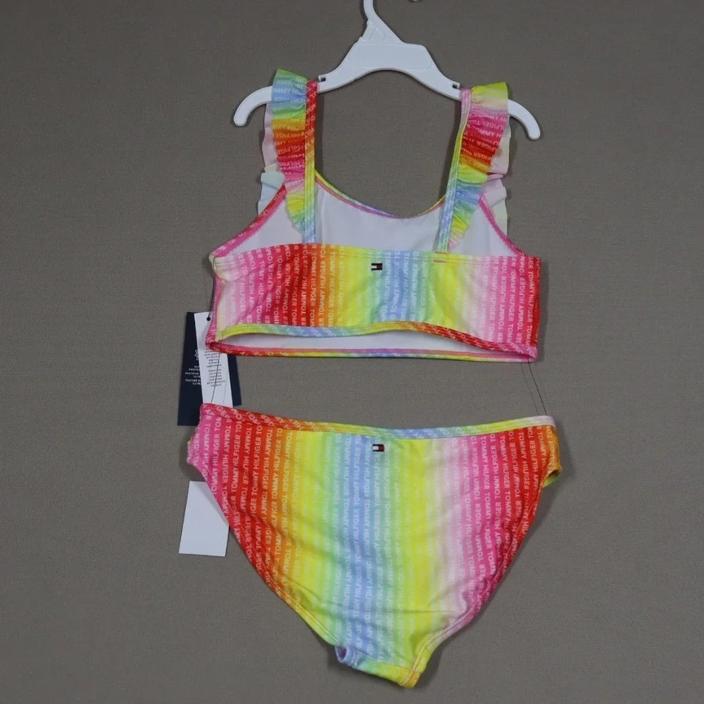 Tommy Hilfiger‎ Big Girls Logo Print Ombre Bikini 2 Piece Set - Size L (12-14)