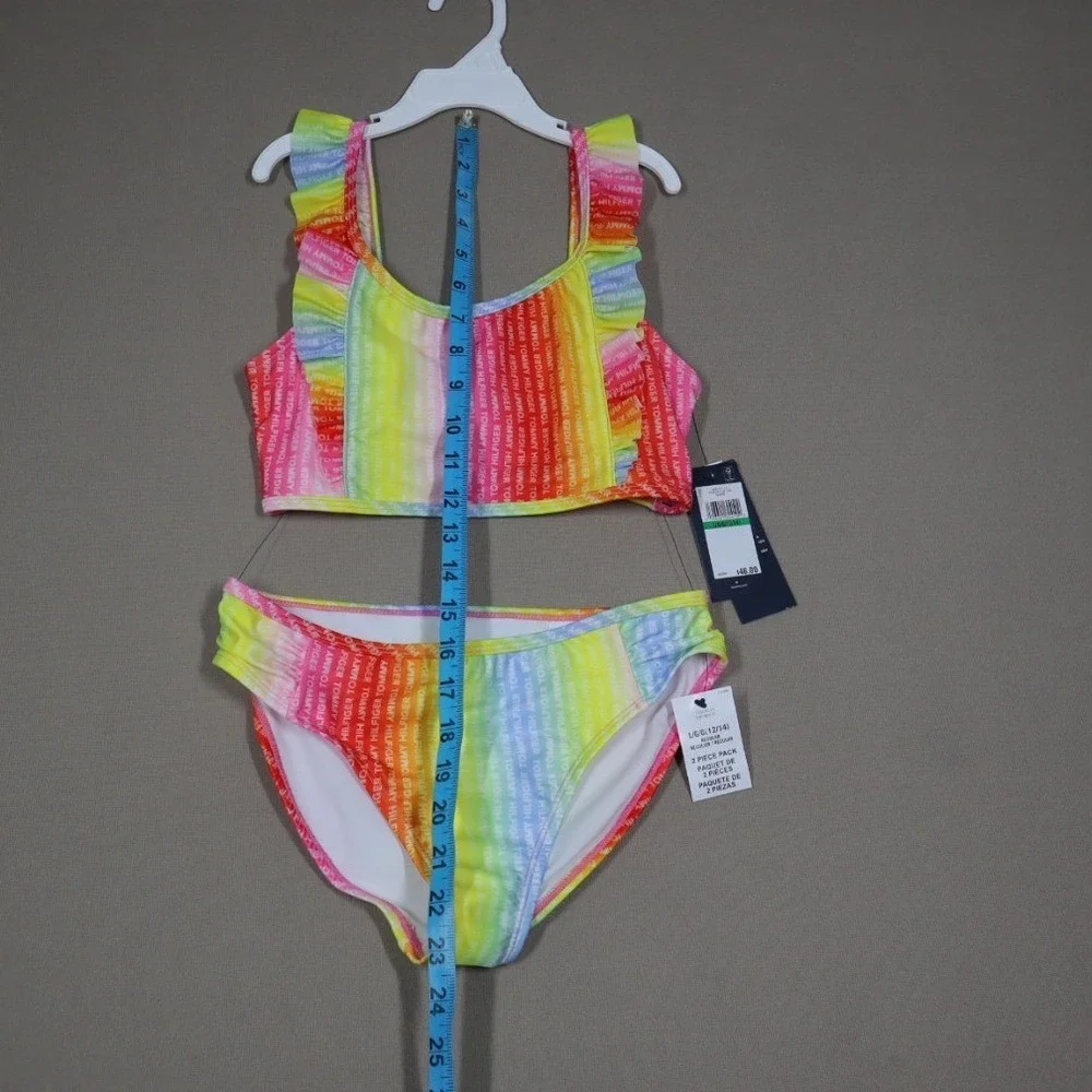 Tommy Hilfiger‎ Big Girls Logo Print Ombre Bikini 2 Piece Set - Size L (12-14)