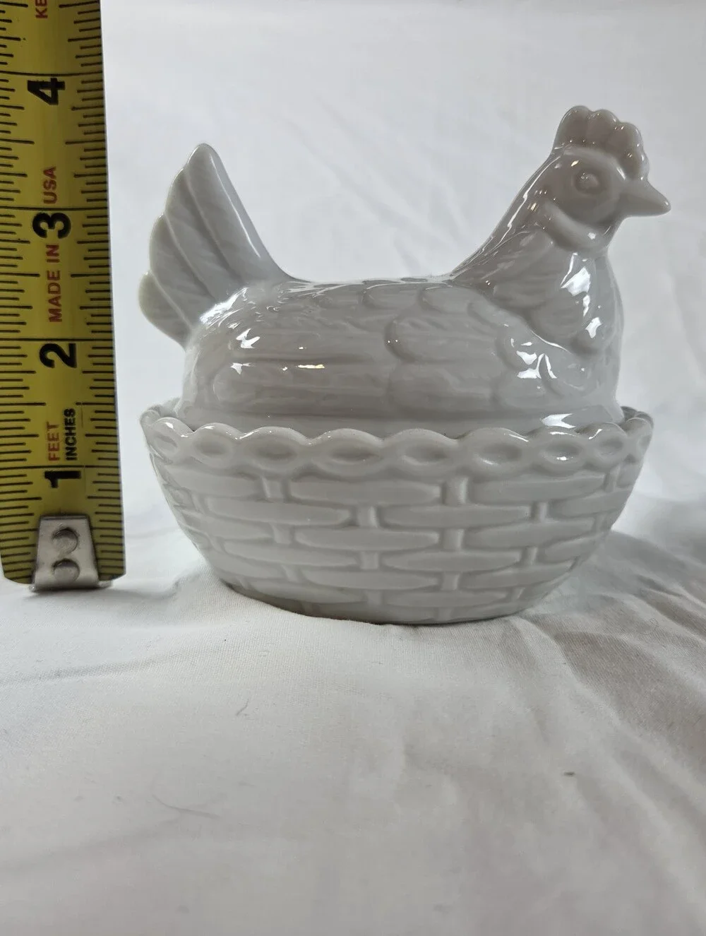 Vintage White Ceramic Nesting Hen Condiment Dish 4