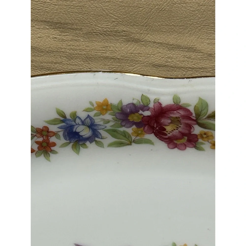 Vtg Wawel Meissen Flower Oval Serving Platter Poland 13