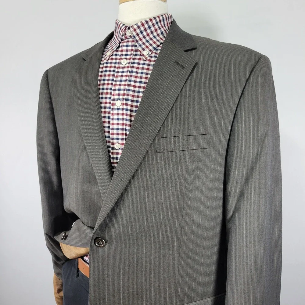 Michael Kors Men's Sport Coat Blazer Two Button‎ Olive Brown Striped Wool Sz 48L