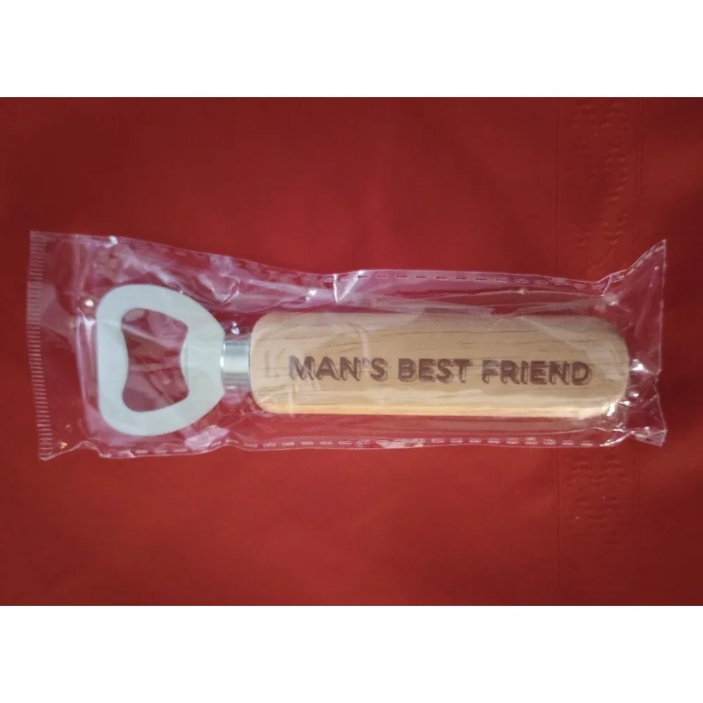 NEW Man's Best Friend Wood Handle Bottle Opener Bar Tool Home Kitchen Accessory