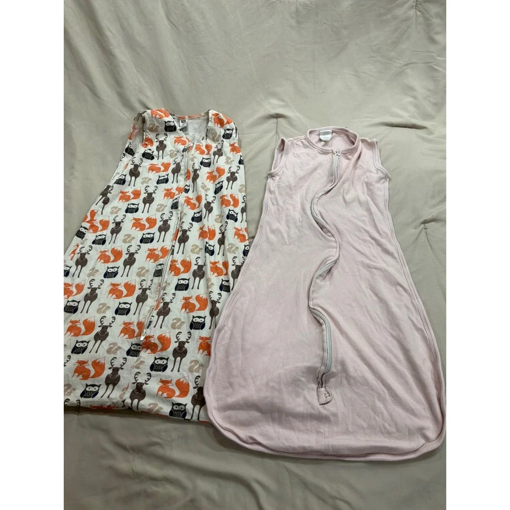 Lot of 2 SwaddleDesign Hudson Baby Sleep Sacks 12-18 Months Pink Woodland Animal