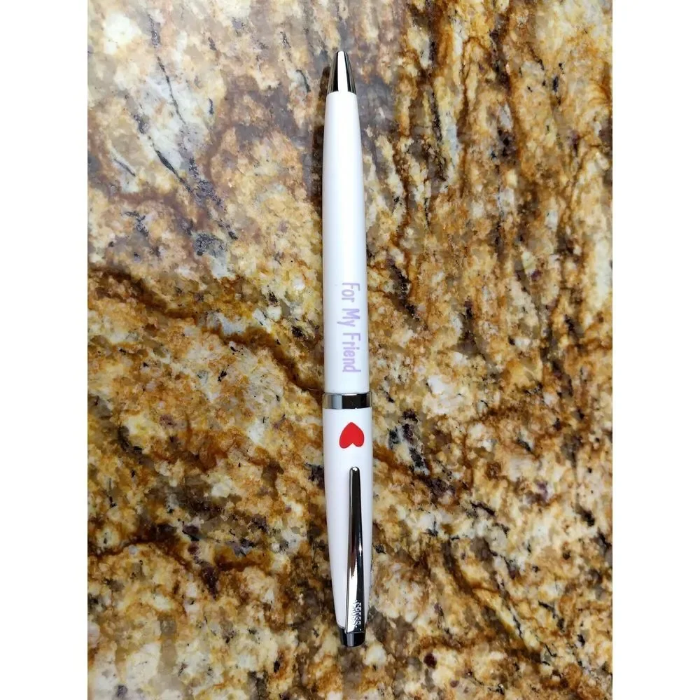 CROSS Solo White & Chrome Twist Ballpoint Pen‎ Hallmark FOR MY FRIEND RED HEART