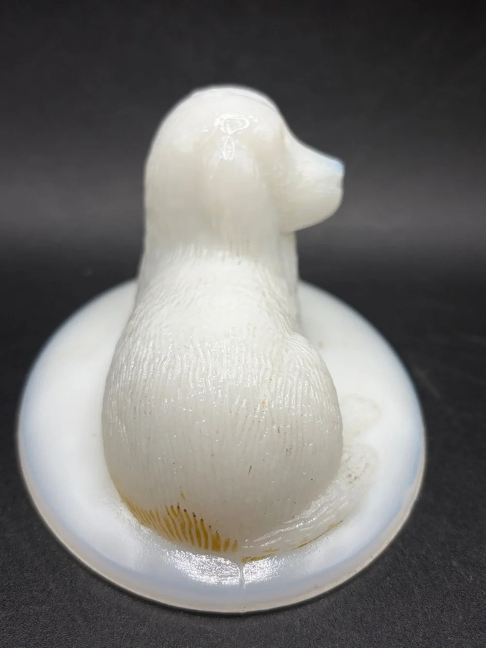 Vintage White Milk Glass Dog on Nest Lid, Collectible Cottagecore Home Decor