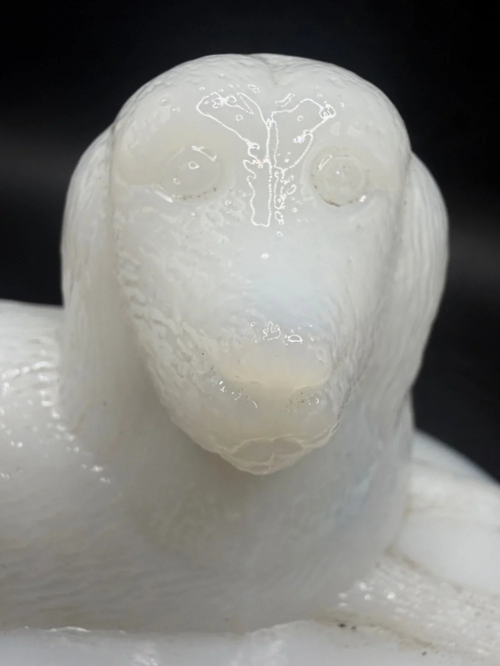 Vintage White Milk Glass Dog on Nest Lid, Collectible Cottagecore Home Decor