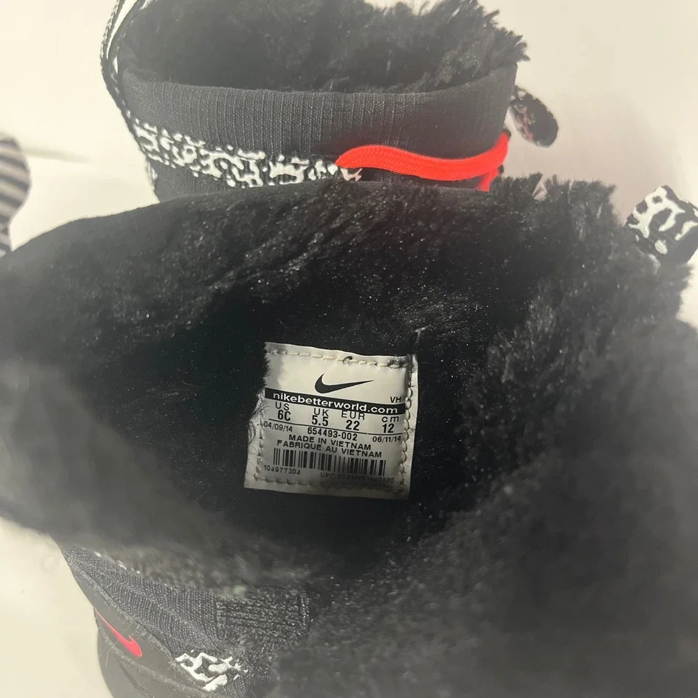 Nike Kids Snow Boots Black Faux Fur Toddler‎ Size 6C Winter