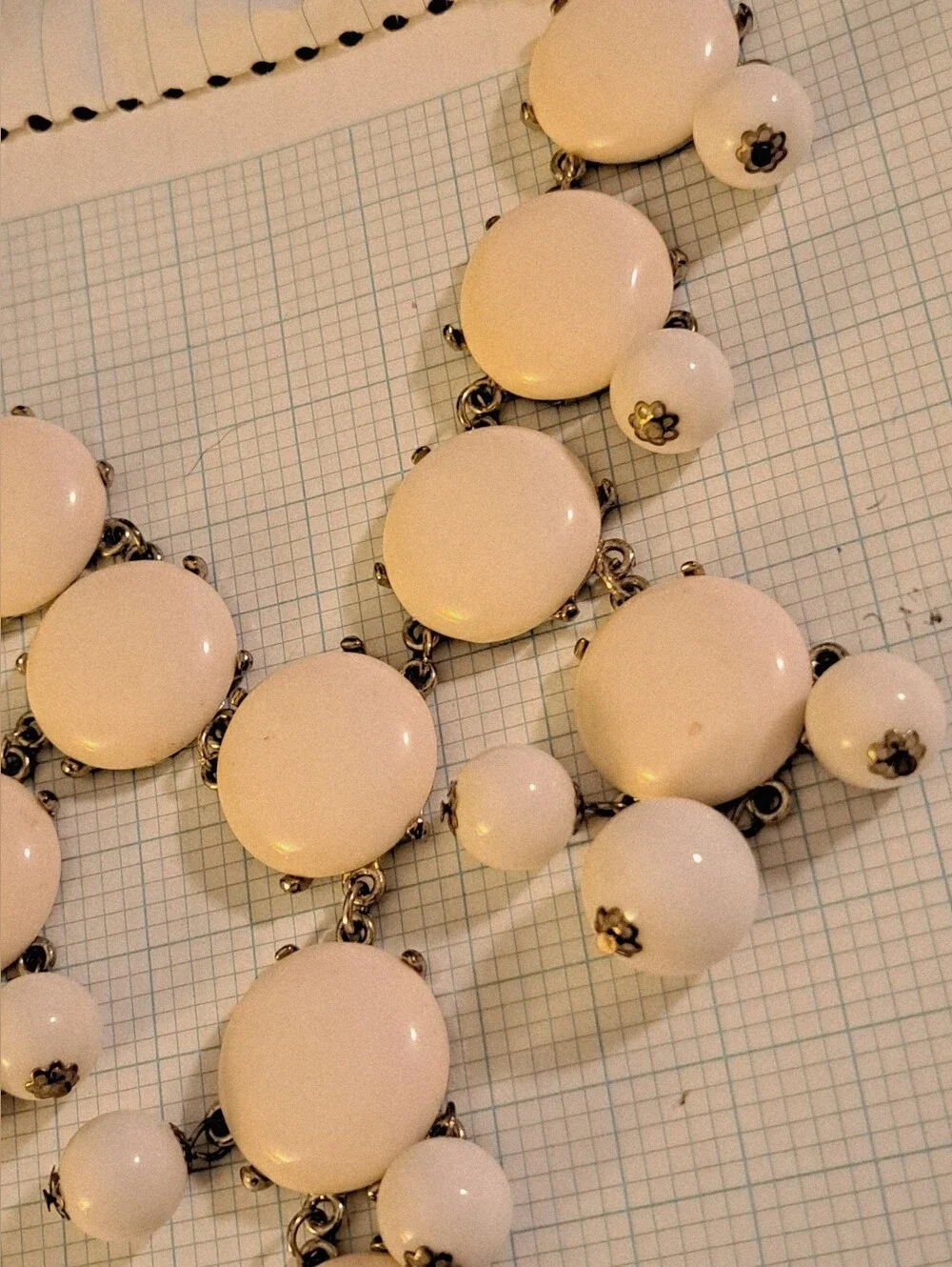 J. Crew Iconic 90s Cream White Statement Bubble Necklace with Gold-Tone Chain