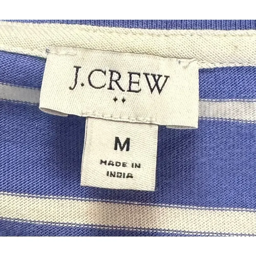 J. Crew Striped Long Sleeve Side Button Top Cool Lilac Blue Ivory CG041 Size M