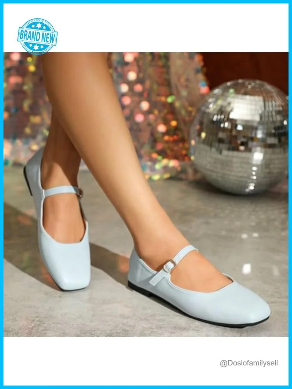 Mary Jane Flats Square Toe Ballet Comfortable Walking Dress Shoes