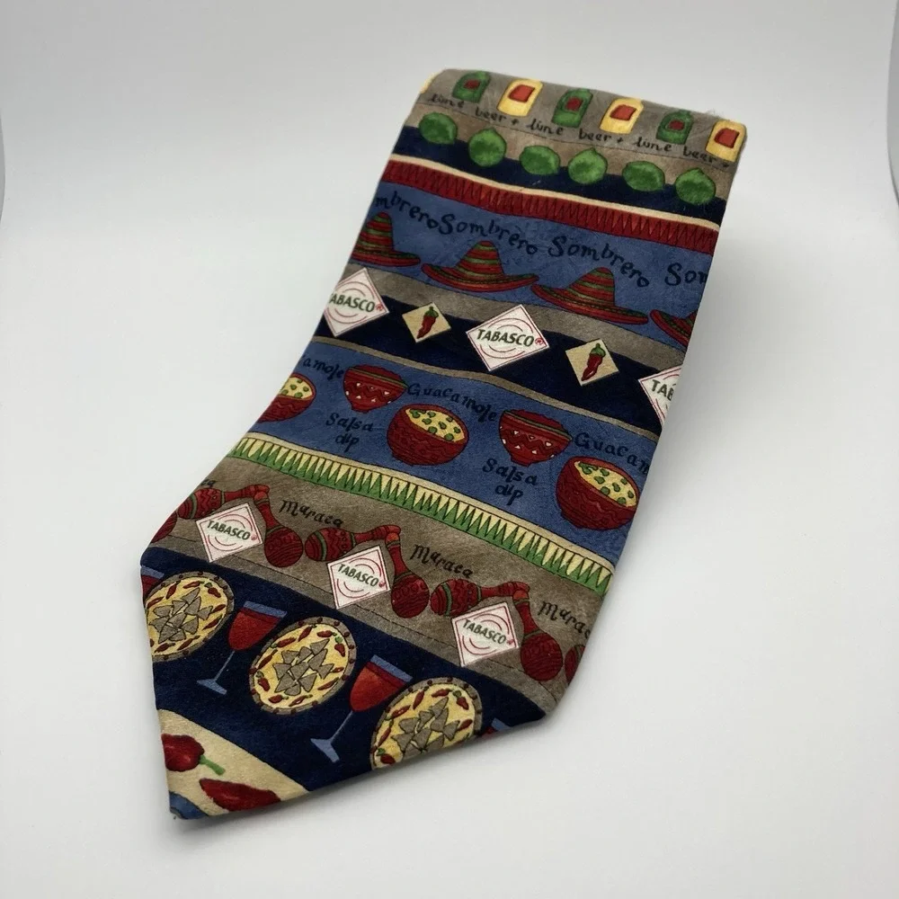 TABASCO MENS TIE Red Black WITH PEPPER AND LOGO DESIGN EXCELLENT Business/Casual