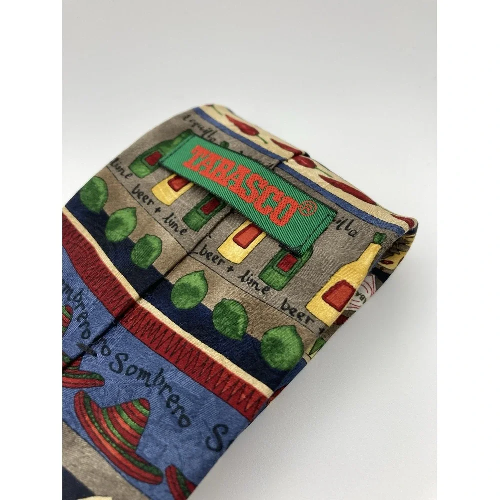 TABASCO MENS TIE Red Black WITH PEPPER AND LOGO DESIGN EXCELLENT Business/Casual