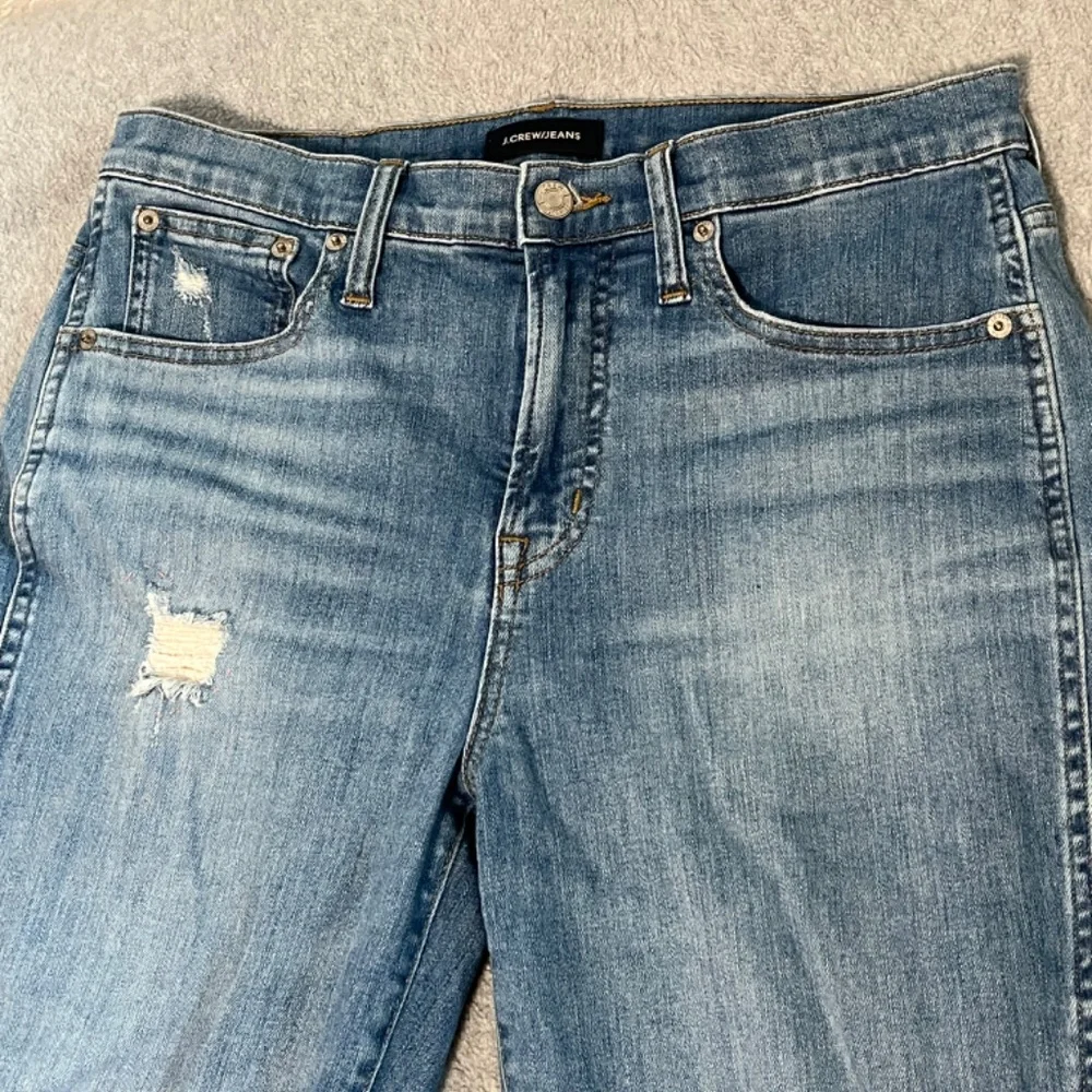 Womens J. Crew Vintage Straight Jeans Size 29 Boho Distressed High Rise Festival