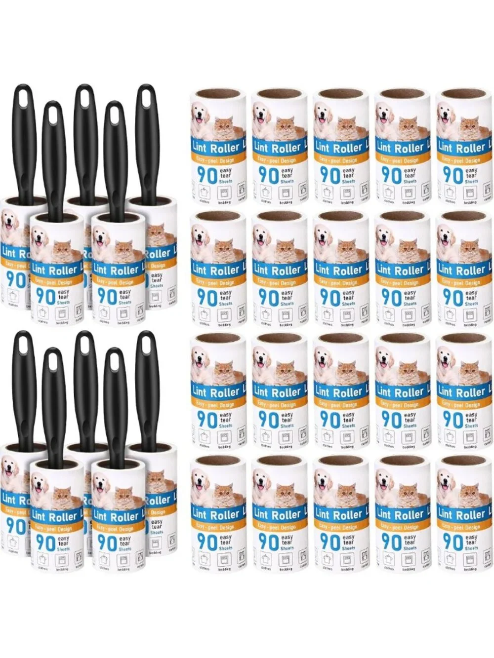 Extra Sticky Lint Rollers for Pet Hair - 2700 Sheets, Portable Remover with 10