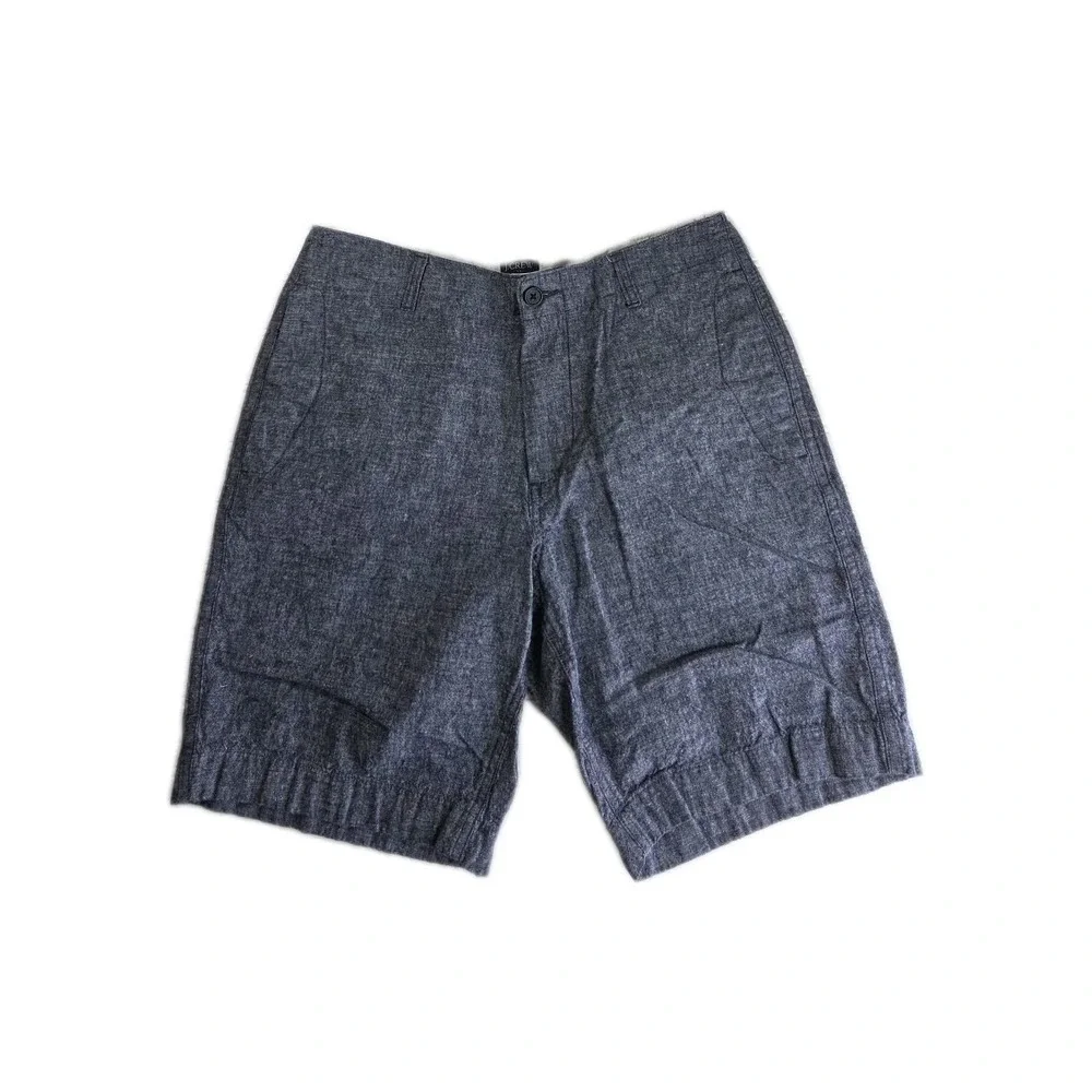 J.Crew Gramercy Mens Navy Blue Linen Cotton Blend Shorts Size 32 Casual Summer