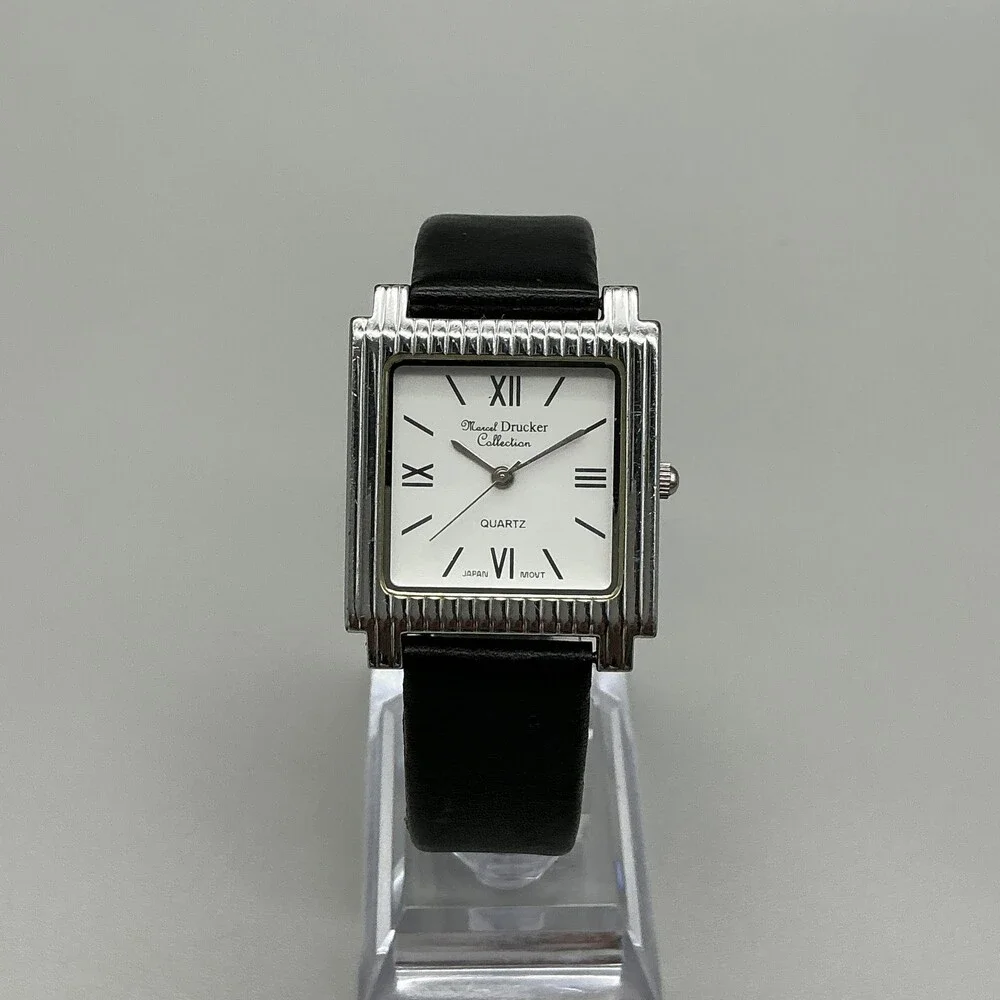 Marcel Drucker 22-390 Womens Watch 29mm White Dial Black Leather New Battery