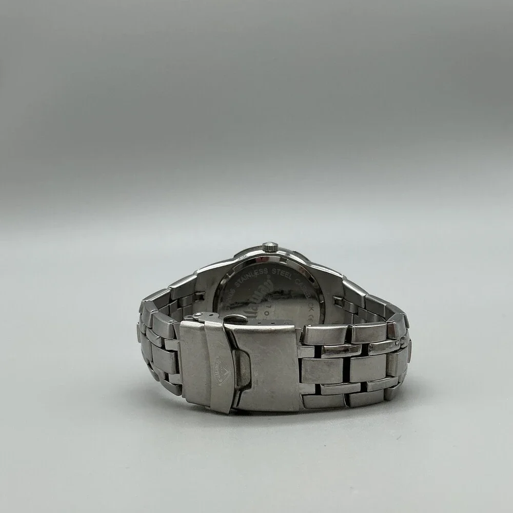 Callaway CY2003 Mens Watch 39mm Silver Tone Stainless Date New Battery 6.75