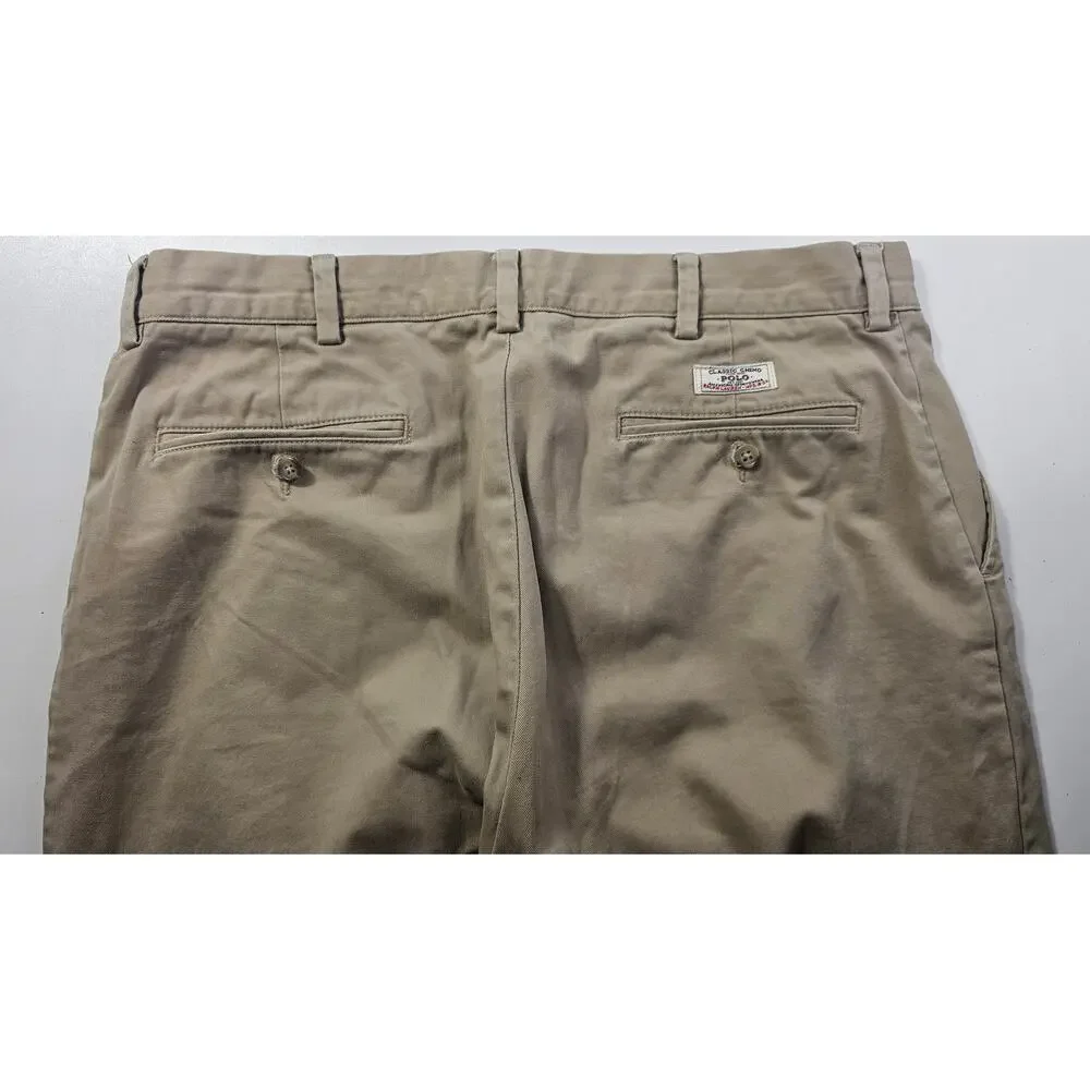 36 / 30 chino khaki cotton polo ralph lauren pants mens preppy work casual