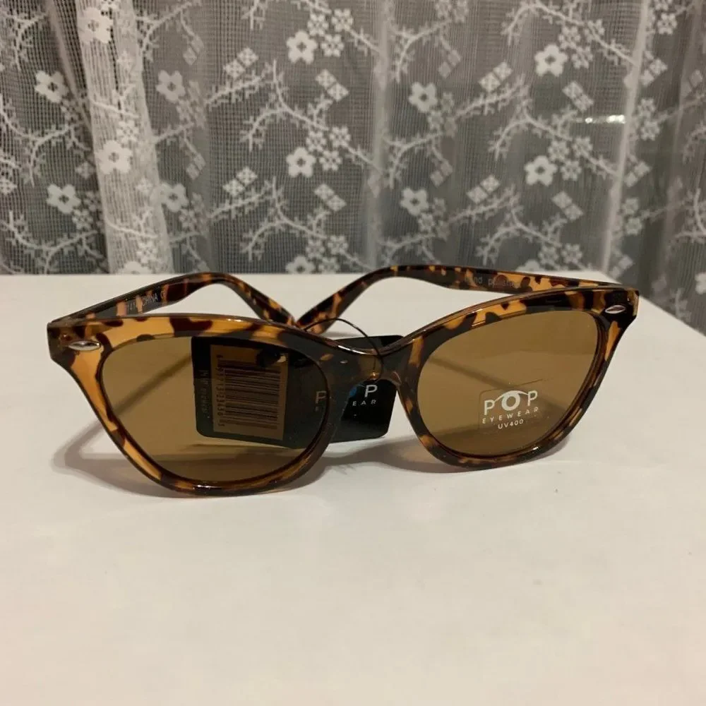 POP Eyewear UV400 Cat Eye Retro Tortoise‎ Sunglasses NWT