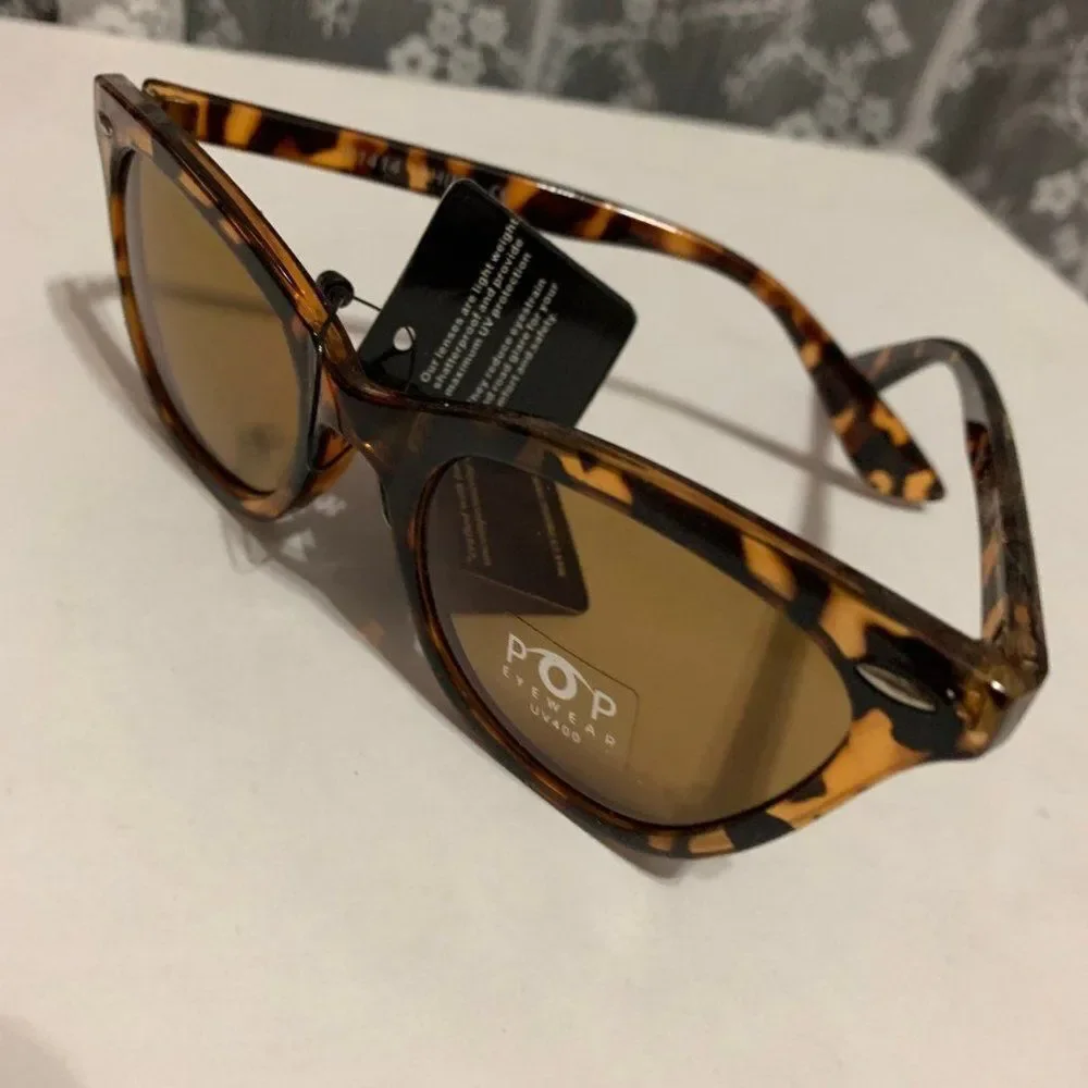 POP Eyewear UV400 Cat Eye Retro Tortoise‎ Sunglasses NWT