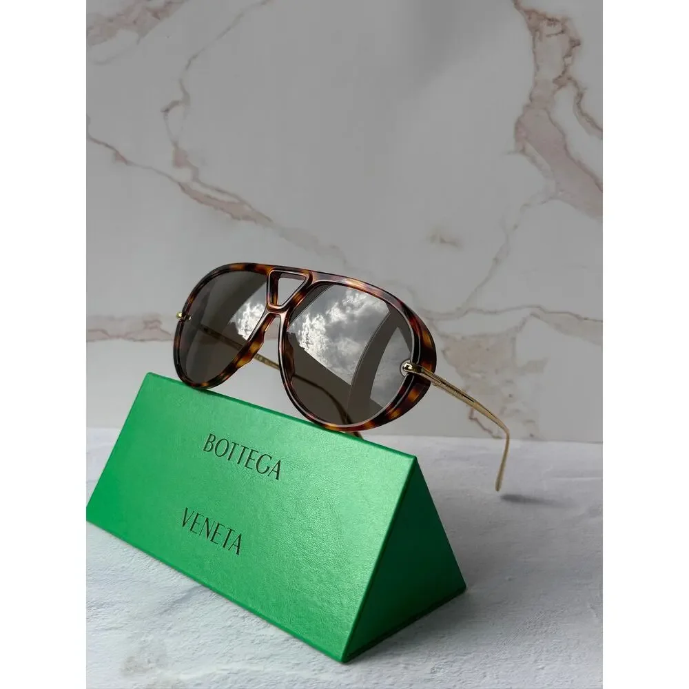 NEW Bottega Veneta BV1274S Aviator Sunglasses Brown Tortoise