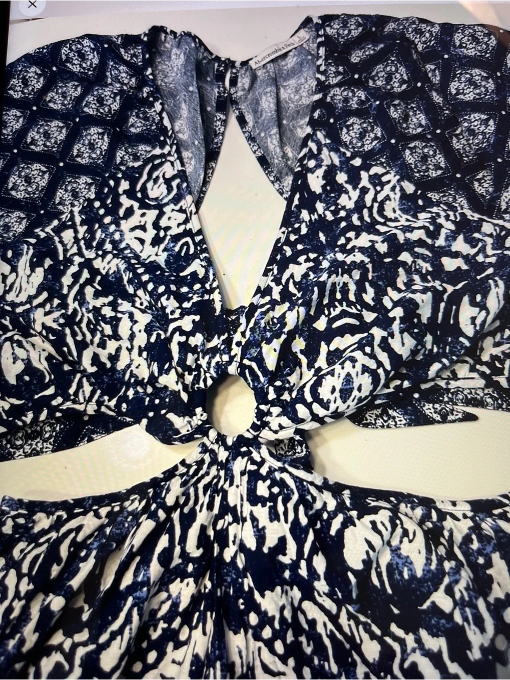 Abercrombie & Fitch Navy and White cutout ring Maxi dress… Sz L