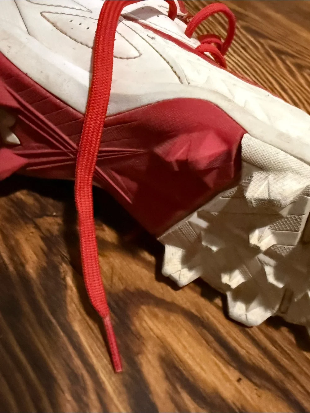 Under Armour Kids White and Red Baseball Cleats